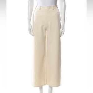 Sally LaPointe Cream Wide-Leg Trousers